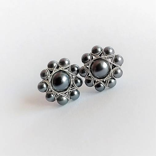 Náušnice - Napichovačky šedé - 14189447_