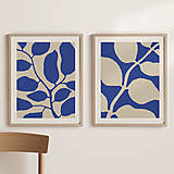 Obrazy - Set modrých botanických obrazov - 14191724_