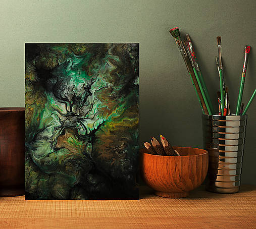 Obrazy - Samota - abstraktný obraz - acrylic pouring - 14191291_