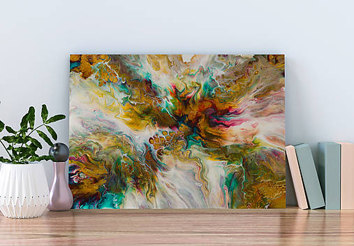 Obrazy - Symfónia bohov - abstraktný obraz - acrylic pouring - 14191438_