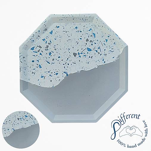 Nádoby - Tácka veľká - BLUE/GREY TERRAZZO (jesmonite) - 14190117_