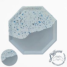Nádoby - Tácka veľká - BLUE/GREY TERRAZZO (jesmonite) - 14190117_