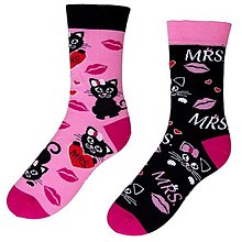Ponožky, pančuchy, obuv - Vtipné ponožky - Mačka Mrs. - 14190656_