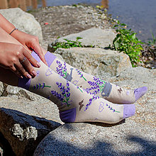 Ponožky, pančuchy, obuv - Dizajnové ponožky - Levanduľa - 14191127_