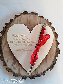 Tabuľky - Valentínske srdce s gravírovanym perom Z lásky typ 1 - 14191473_
