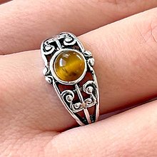 Prstene - Antique Silver Tiger Eye Ring / Elegantný prsteň s tigrím okom - 14193431_
