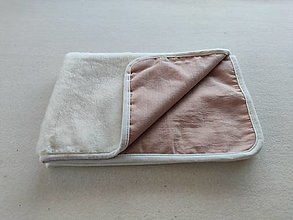 Detský textil - VLNIENKA Ovčie rúno deka 100% MERINO TOP super wash s kašmírom 100% ľan Powder pink - 14194844_