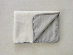 Detský textil - VLNIENKA Ovčie rúno deka 100% MERINO TOP super wash s kašmírom 100% ľan Grey šedý - 14194857_