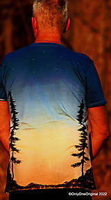 Pánske oblečenie - Pánske tričko batikované, maľované ČARO SÚMRAKU - 14193982_