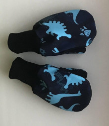 Detské doplnky - Softshellové rukavice-modrý dino - 14195625_