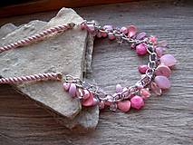 Náhrdelníky - Strapcový korálkový náhrdelník (ružová č. 3495) - 14195660_