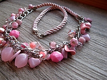Náhrdelníky - Strapcový korálkový náhrdelník (ružová č. 3495) - 14195662_