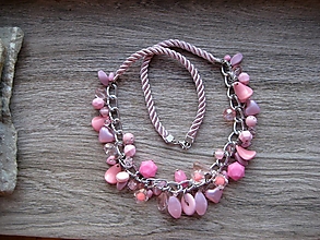 Náhrdelníky - Strapcový korálkový náhrdelník (ružová č. 3495) - 14195663_