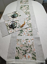 Úžitkový textil - Ľanová kvetinová štóla + prestieranie 2ks, 4ks, 6ks - 14194753_