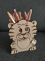 Hračky - Detský drevený stojan na pastelky - tiger - 14195759_