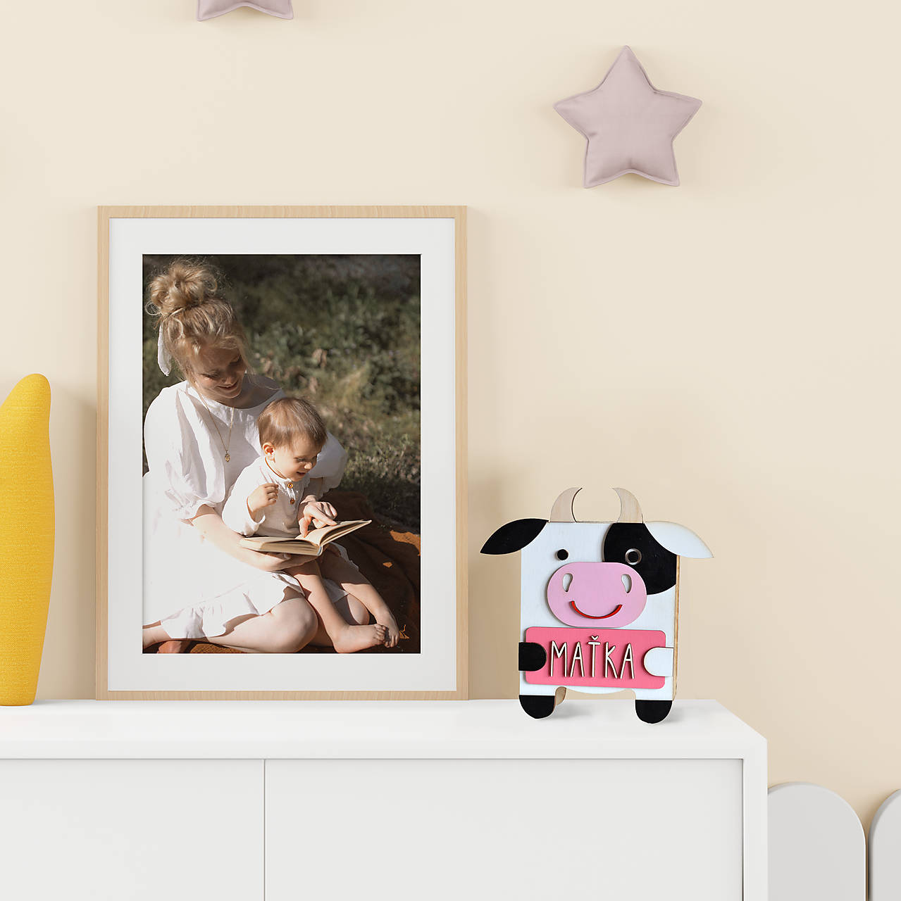 Detská drevená pokladnička  (kravička)