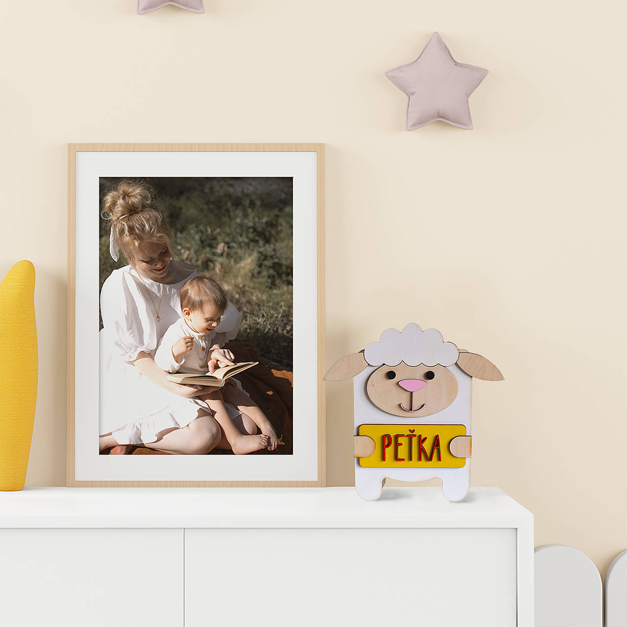 Detská drevená pokladnička  (ovečka)