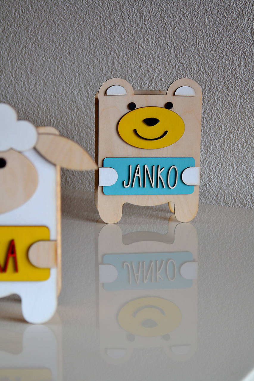 Detská drevená pokladnička  (macko)