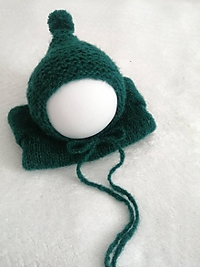 Detské oblečenie - Newborn smaragdovo zelený set - body, čiapočky, ponožtičky (Čiapočka škriatkovská pixie hat) - 14197488_