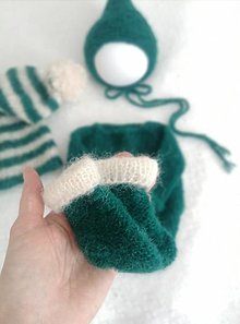 Detské oblečenie - Newborn smaragdovo zelený set - body, čiapočky, ponožtičky (Ponožtičky) - 14197498_