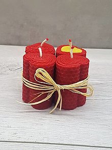Sviečky - Sada sviečok štvorlístok (3x červená + 1x žltočervená) - 14196750_