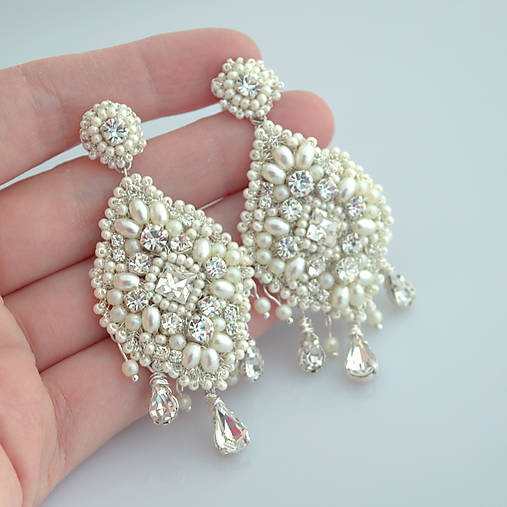Luxusné krajkované perlové náušnice(Ag925)