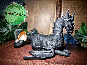 Sochy - Nočný Energetický Drak s Krištáľom Citrínu , realistická socha draka - 14201646_