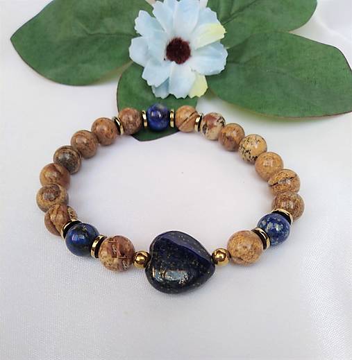 Náramky - Náramok jaspis, lapis lazuli - 14203308_