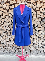 Flaušový modrý zimný kabát - rôzne farby