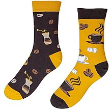Ponožky, pančuchy, obuv - Dizajnové ponožky - Káva - 14203130_