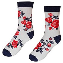 Ponožky, pančuchy, obuv - Dizajnové ponožky - Ruže - 14203355_