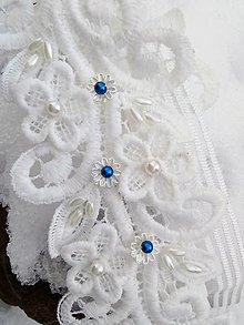 Spodná bielizeň - svadobný podväzok Ivory - kráľovská modrá 6 - 14204735_