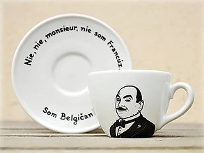 Nádoby - Šálka s podšálkou 220 ml - Hercule Poirot (Nie, nie, monsieur...) - 14206684_