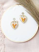 Náušnice - Vyšívané šujtášové náušnice LÍSTOČKY - 14205077_