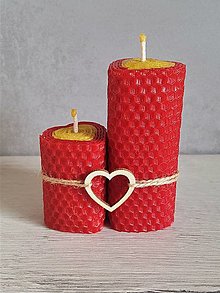 Sviečky - Sada sviečok z vosku Srdiečka (žlto červená) - 14206937_