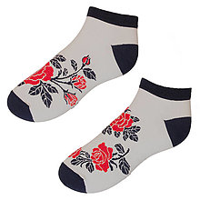 Ponožky, pančuchy, obuv - Dizajnové členkové ponožky - Ruža - 14205083_