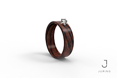 Prstene - Zásnubný drevený prsteň JURING - Palisander & Zirkón - 14205995_