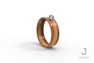 Prstene - Zásnubný drevený prsteň JURING - Oliva & Zirkón - 14206015_
