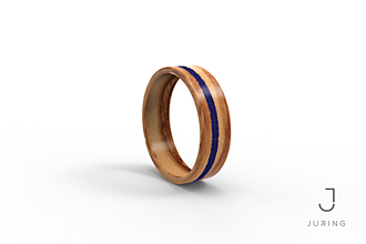 Prstene - Drevený prsteň Oliva & Lapis Lazuli - 14206024_