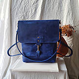 Batohy - Kožený batoh Lara (crazy modrý) - 14211422_