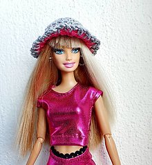 Hračky - Šedoružový klobúčik pre Barbie - 14209242_