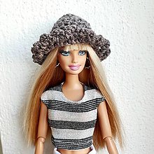 Hračky - Šedý klobúčik s trblietkami pre Barbie - 14209786_
