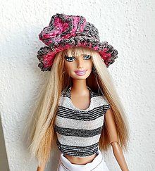 Hračky - Šedoružový klobúčik pre Barbie - 14209794_