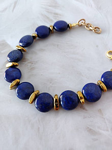 Náramky - Lapis lazuli peniaz, zlatý hematit - 14210166_