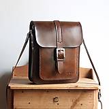 Pánske tašky - Pánska kožená taška *stredne-hnedá* (Bavlnený popruh) - 14208976_
