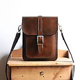 Pánske tašky - Pánska kožená taška *stredne-hnedá* (Bavlnený popruh) - 14208984_