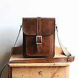 Pánske tašky - Pánska kožená taška *stredne-hnedá* (Kožený popruh) - 14209025_
