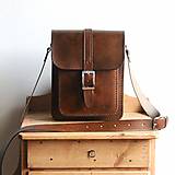 Pánske tašky - Pánska kožená taška *stredne-hnedá* (Kožený popruh) - 14209029_