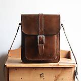 Pánske tašky - Pánska kožená taška *stredne-hnedá* (Kožený popruh) - 14209036_