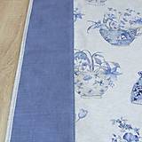 Úžitkový textil - LINA - kvetinové šálky na sivom melíre - stredový obrus - 14211357_